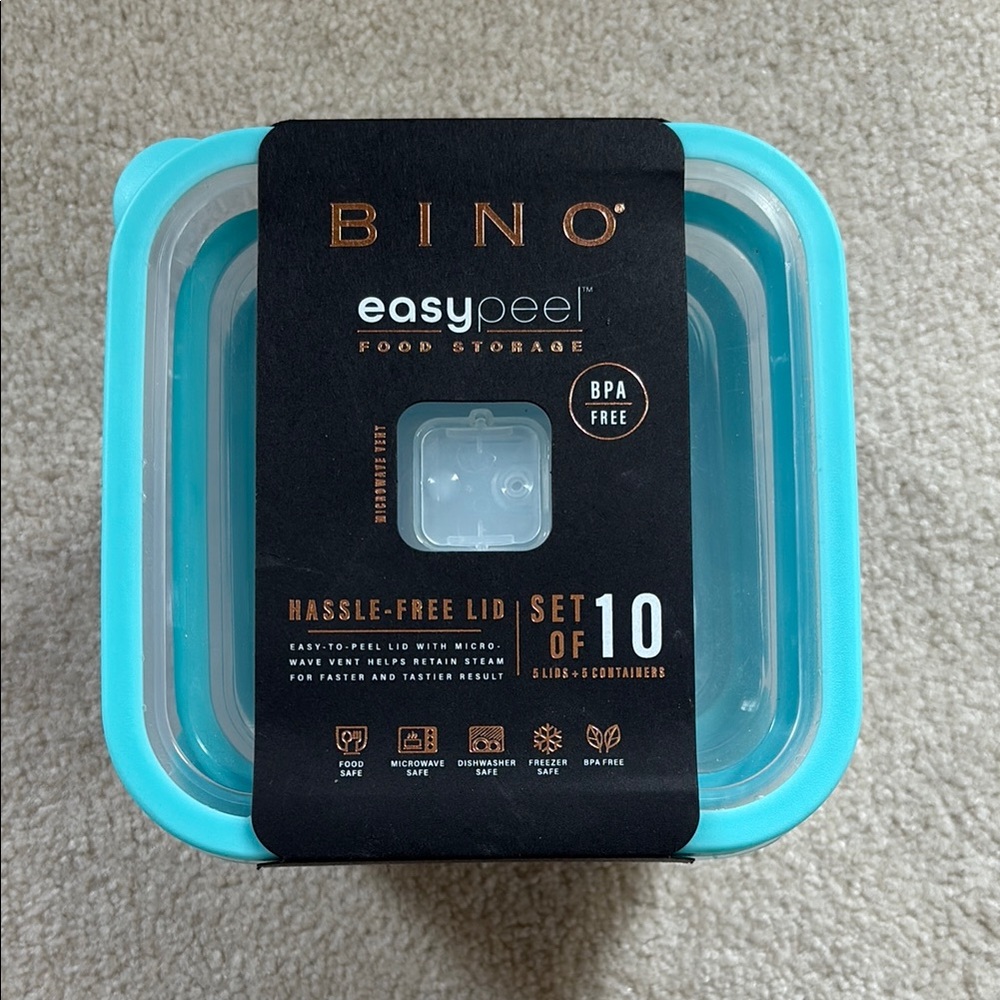 Bino Easy Peel BPA Free Food Storage Containers NWT